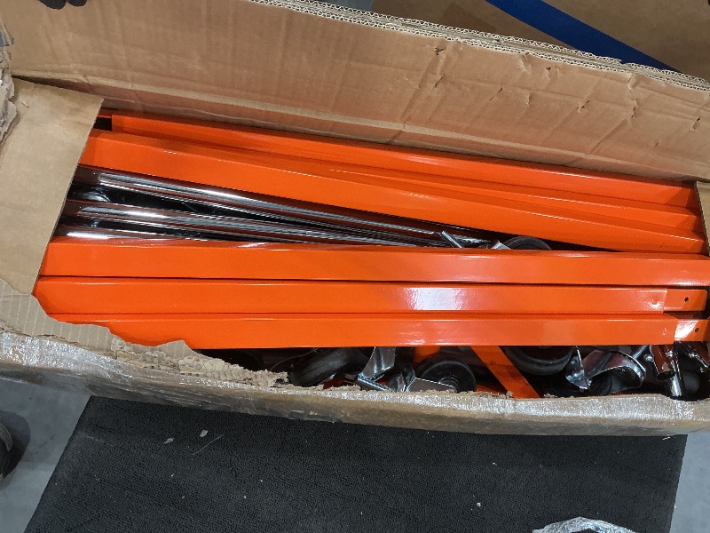 Photo 1 of VEVOR Hydraulic Lift Table Cart, Orange, 50-Inch