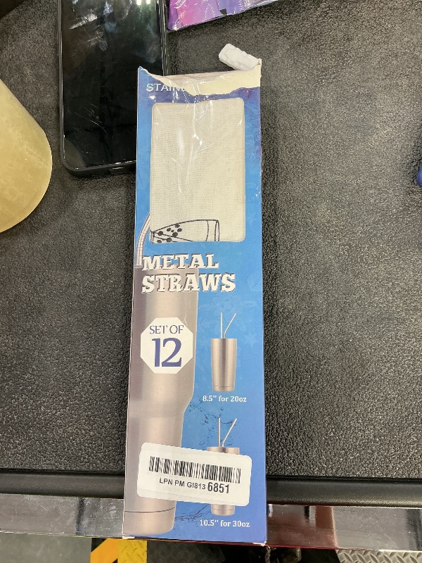 Photo 1 of HIWARE 12-Pack Reusable Stainless Steel Straws
