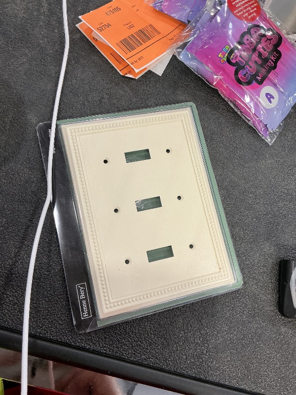 View 2 of Henne Bery Triple Toggle Wall Plate, Light Almond