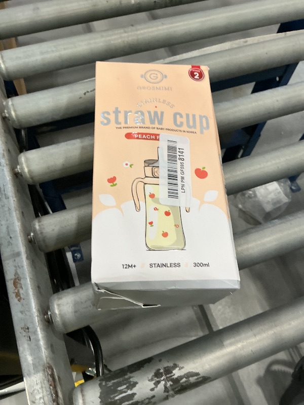 View 2 of GROSMIMI Stainless Steel Baby Straw Cup, Spill-Proof, 12M+, 10oz (Peach)