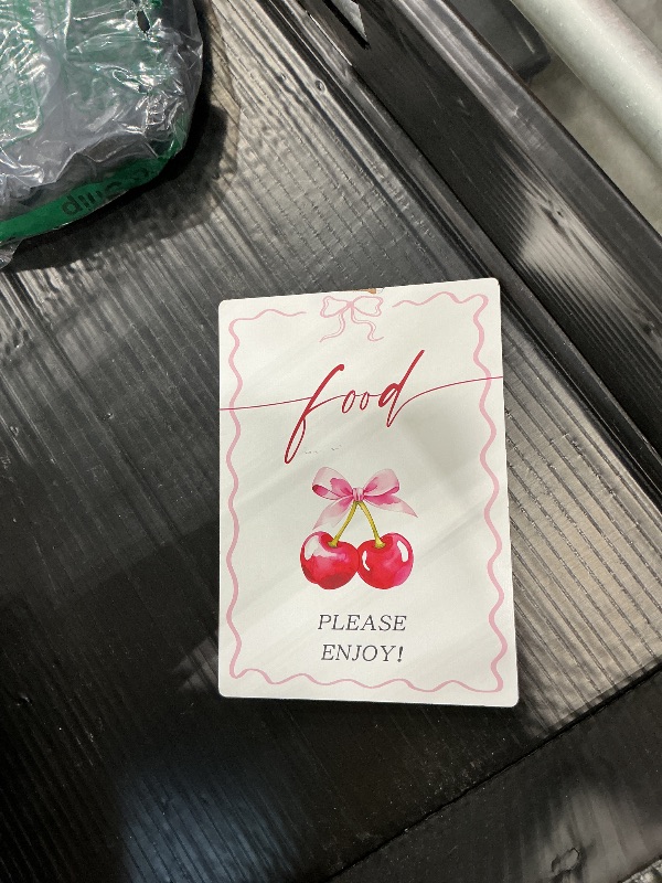 Photo 1 of Woukaup Cherry Dessert Table Sign with Stand