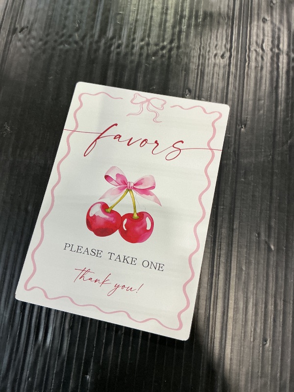 Photo 1 of Woukaup Cherry Themed Party Sign, 5.6x7.8 Inch