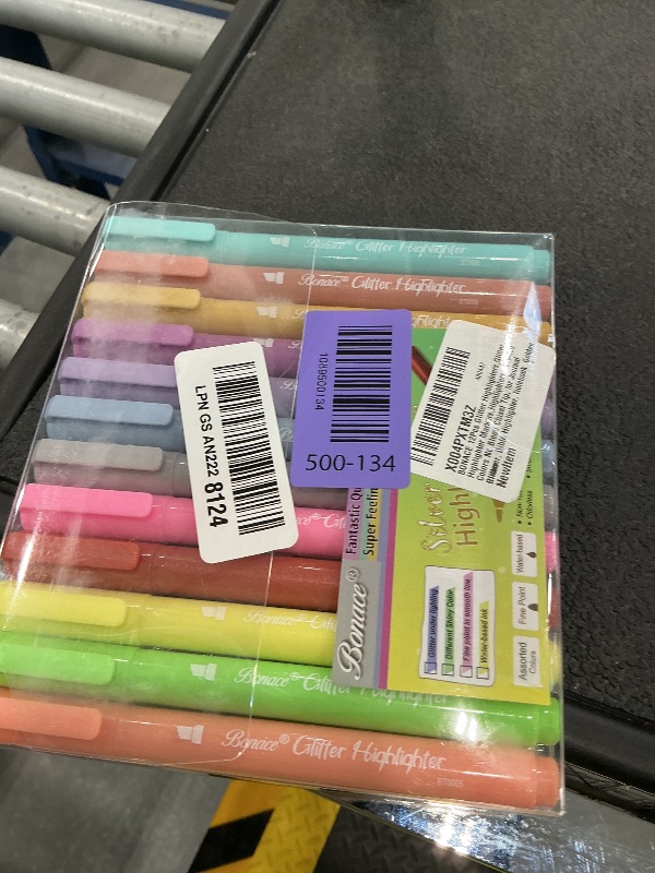 View 2 of BONACE Gold Glitter Highlighters, 12 Colors, No Bleed Chisel Tip Marker