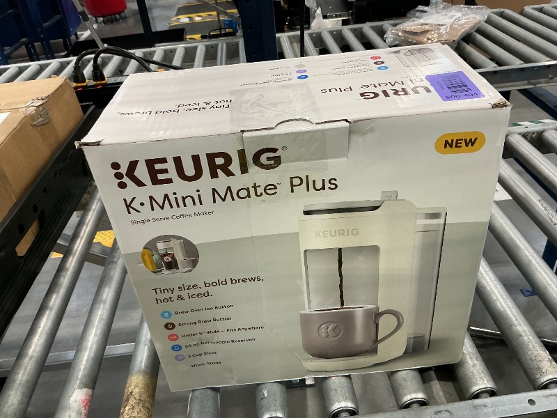 Photo 1 of Keurig K-Mini Mate Plus Single-Serve K-Cup Pod Coffee Maker, Compact, 3 Cup Sizes, Brew Over Ice and Strong Button Features, 50 oz Removable Reservoir, Warm Stone