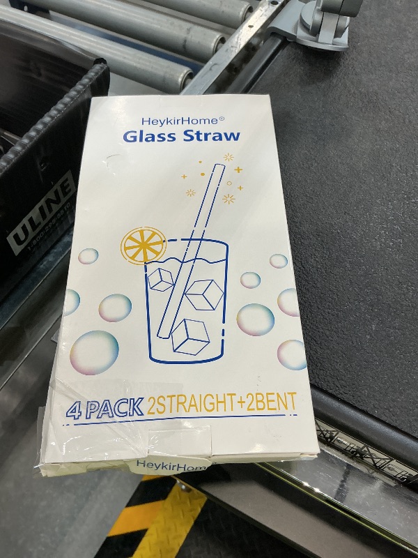 Photo 1 of HeykirHome 4-Pack Reusable Glass Straw, Size 8.5''x10 MM,Including 2 Straight and 2 Bent with 2 Cleaning Brush- Perfect For Smoothies, Tea, Juice