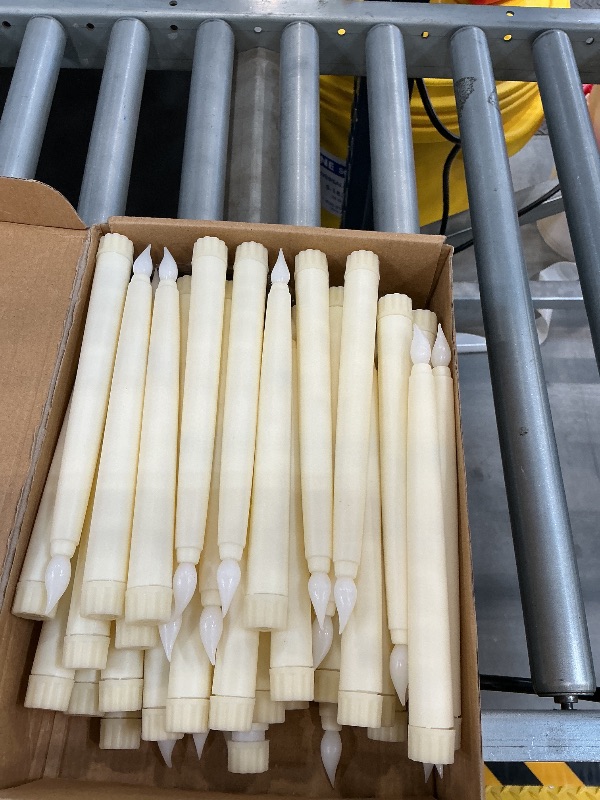 Photo 1 of Tuanse 54 Flameless Taper Candles, Ivory, 8.5 Inch