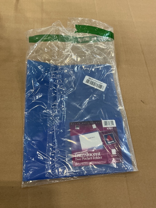 Photo 1 of Avery Translucent Two Pocket Folder, Blue, Holds 20 Sheets