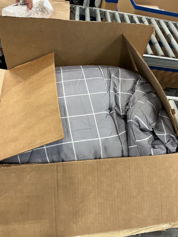 Photo 1 of Andency Grey Grid Comforter Set, Full SizePNPMFX5977919