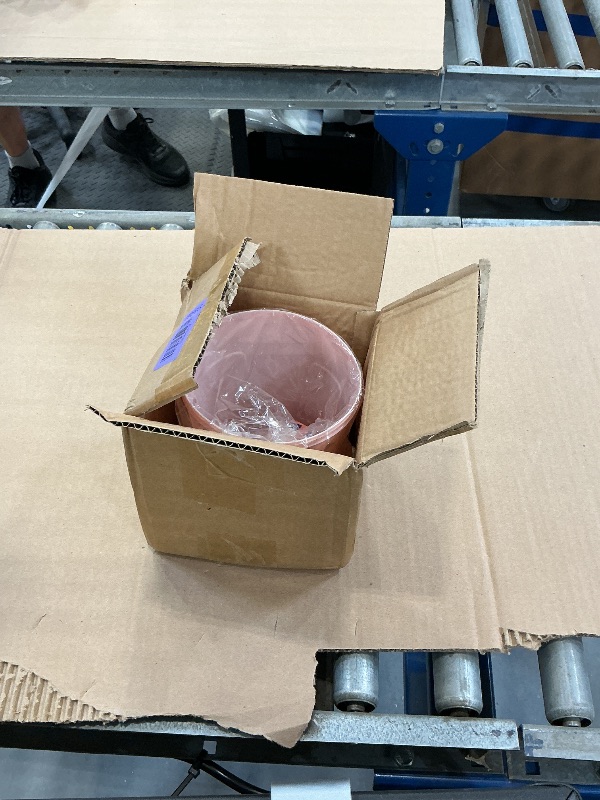 Photo 1 of AISIBO Plastic Mini Desktop Trash Can with Swing Lid - Pink