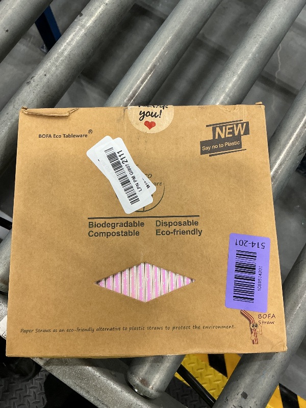 Photo 1 of Kaxilu Iridescent White Paper Straws - 100 Pack