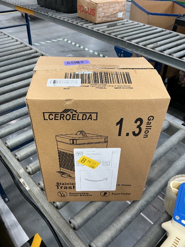 Photo 1 of CEROELDA 1.3 Gal Trash Can - Brown