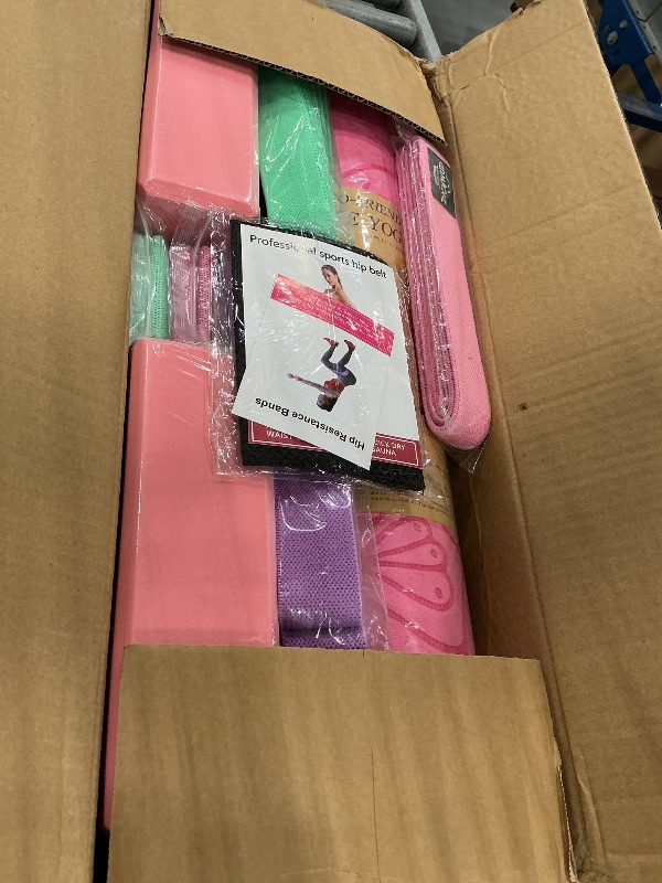 Photo 1 of DICYWUDI Yoga Mat Kit with Resistance Bands & Blocks