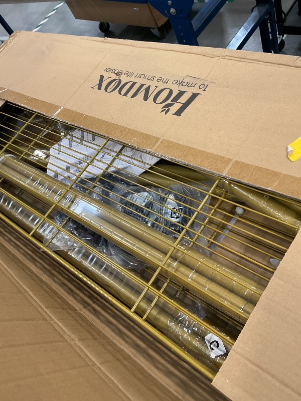 Photo 1 of Homdox Gold Heavy Duty Clothes Rack with Wheels, 3-Tier Rolling Metal Garment Organizer with Double Hanging Rods & Hooks, Freestanding Portable Closet, 17.72" D x 47.24" W x 80.71" H