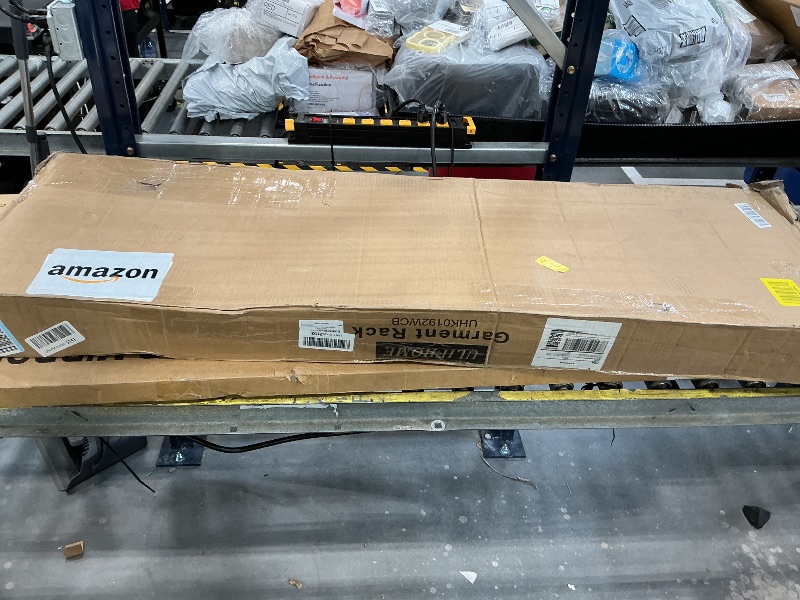 Photo 1 of ULIFHOME P8C Max Heavy Duty Clothes Rack?With Extended Width Design? Rolling Clothing Racks for Hanging Clothes with Lockable Wheels?51.2"W x 15.8"D x 80.5"H?Load 800LBS?White Rack with Black Cover