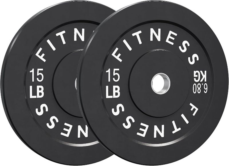 Photo 1 of Fitvids 2-Inch Olympic Rubber Weight Plates Sets, Bumper Plates Set with Barbell for Strength Training, 260 Lbs Set, Black