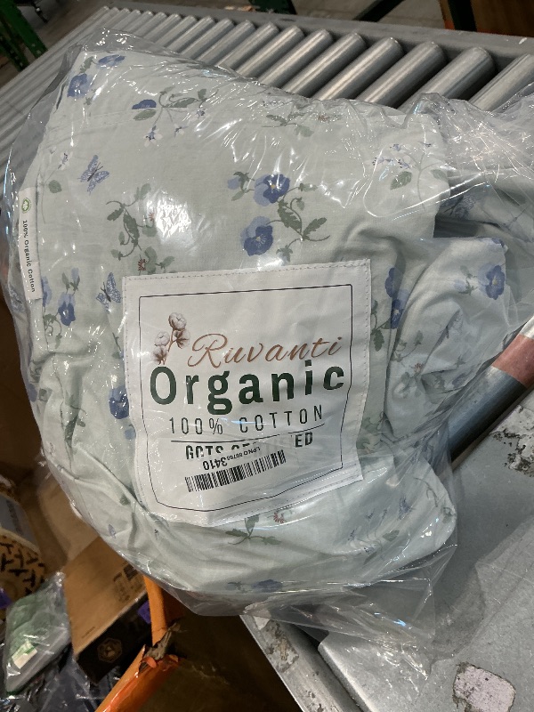 View 2 of [MISSING PARTS] RUVANTI 100% Cotton Organic Split King Sheets Percale Weave, Butter Flight
