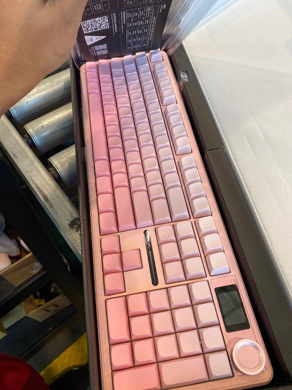 View 4 of [SOLD FOR PARTS] AULA F108 PRO - Wireless Mechanical Keyboard with Screen & Knob,Full Size Keyboard with 8000mAh Battery,Pre-lubed Switches,Side Printed PBT Keycaps,RGB Backlit Hot Swappable Custom Pink Keyboards