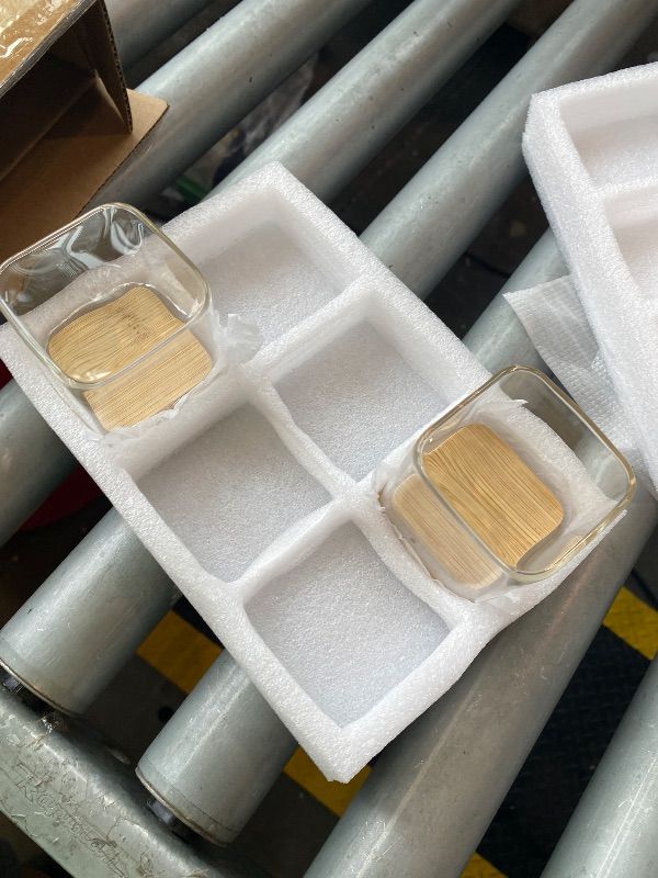 View 3 of [only 2 jars] ComSaf Square Glass Spice Jars with Labels 4 oz 6 Pack with Bamboo Lids