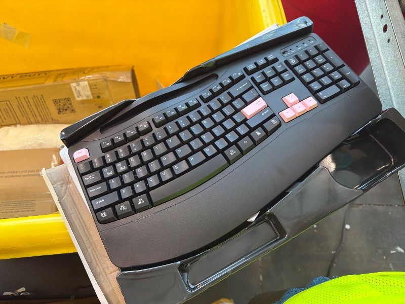 View 3 of [Missing Key Pieces] Wireless Keyboard and Mouse Combo, Full Size Ergonomic Wave Keys(Pink-B)