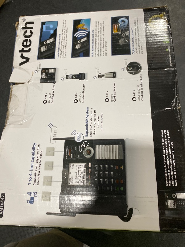 View 3 of VTech AM18447 Main Console 4-Line Small Business Phone System - Expandable to 10 Stations, Digital Answering Machine, Auto Attendant, Intercom & Custom Music on Hold, Black