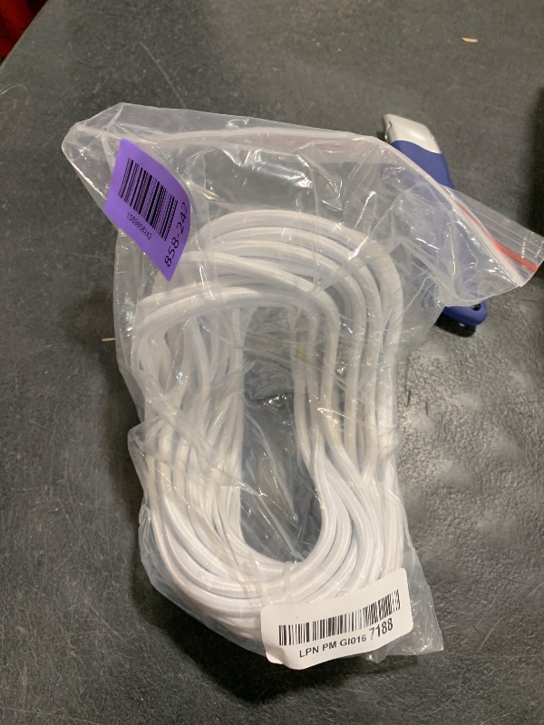 View 2 of Helunsi 18 AWG White Cloth Covered Lamp Cord, 32.8ft