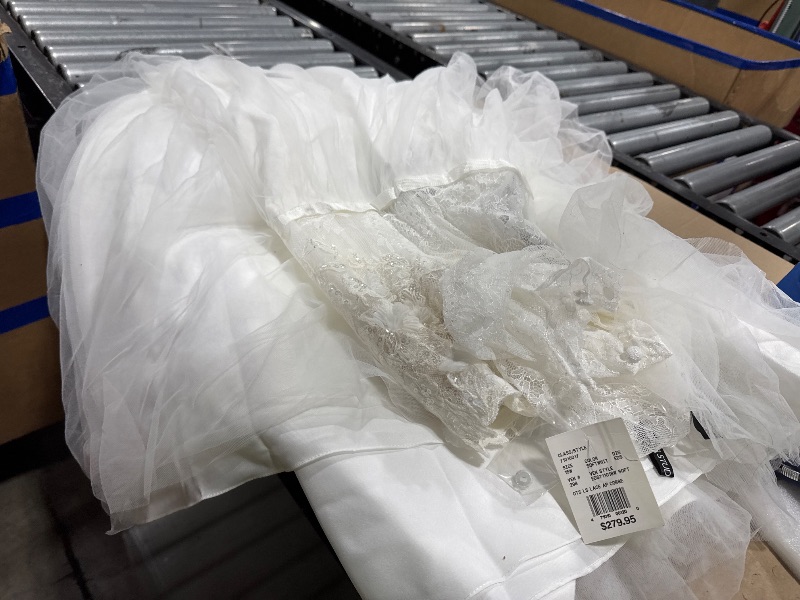 View 3 of David's Bridal Off-the-Shoulder Tulle Corset Wedding Dress 16W