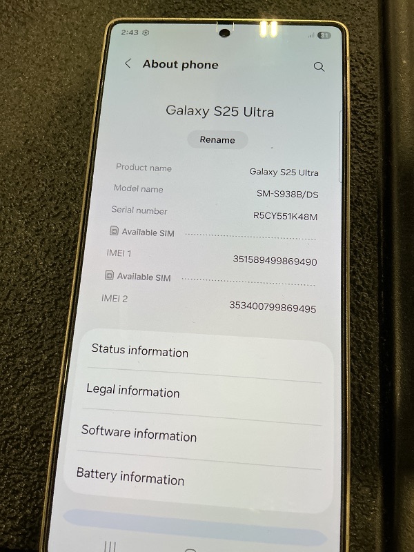Photo 1 of Samsung Galaxy S25 Ultra 256GB Titanium Black