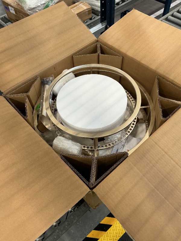 View 2 of YADZSLY Gold Fandelier Ceiling Fans with Lights, 20" Gold Crystal Chandelier Ceiling Fan with Light Remote Control, Caged Mid Century with 6 Speeds for Bedroom, Living Room, Nursery