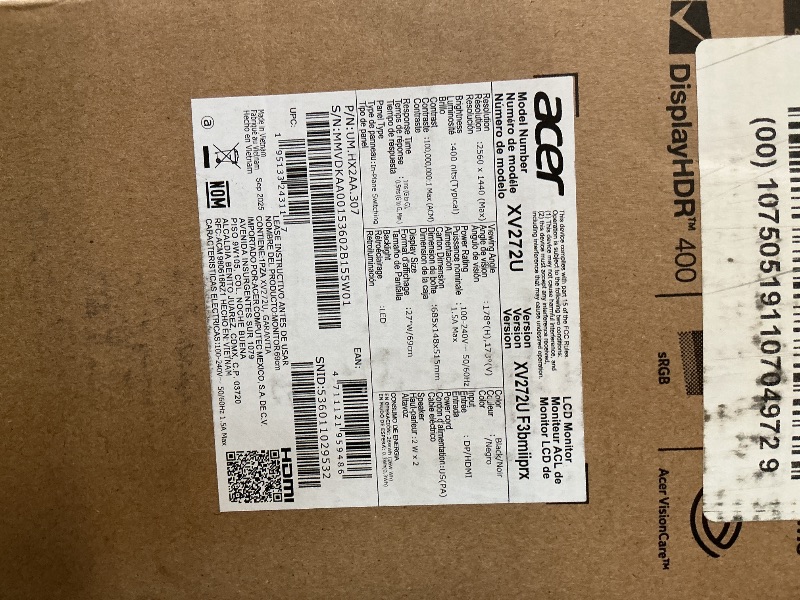 Photo 1 of Acer Nitro XV272U Gaming Monitor