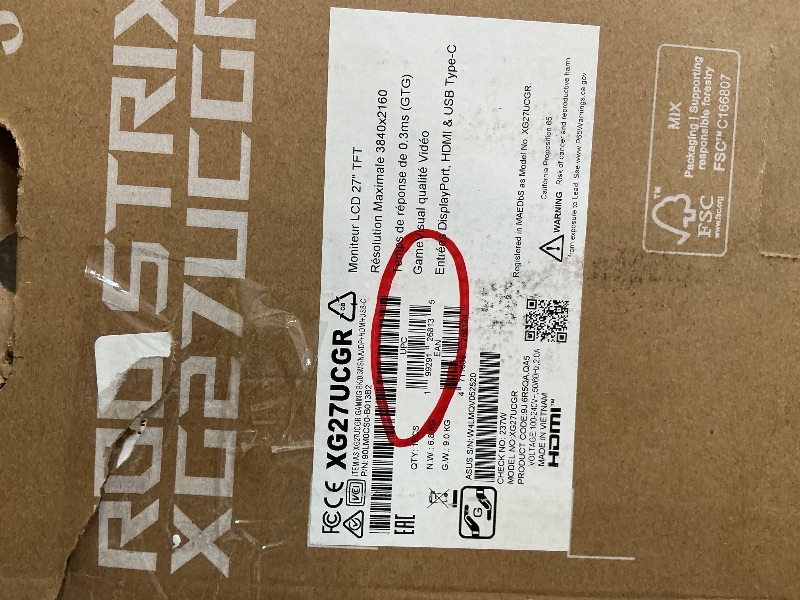 Photo 1 of ASUS ROG Strix XG27UCGR 27 Inch 4K 162Hz, FHD 485Hz, G-SYNC Gaming Monitor