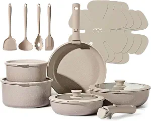 Photo 1 of CAROTE 25pcs Ceramic Cookware Set with Detachable Handle