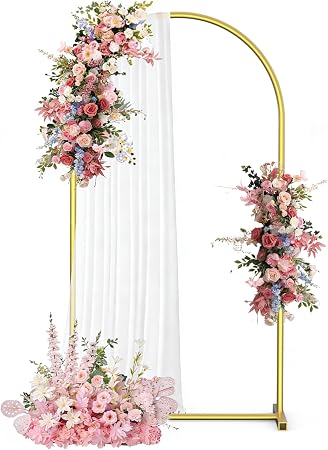 View 1 of Arch Backdrop Stand, Gold Metal Arch Stand for Wedding