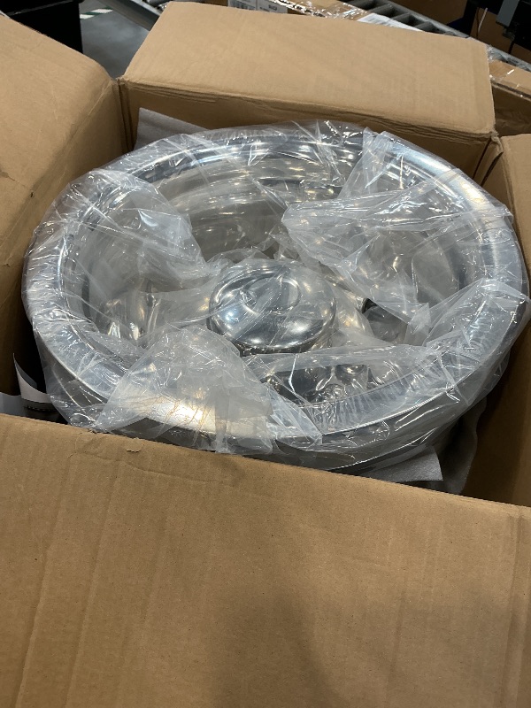 Photo 1 of 16" Stainless Steel Wheel Simulators, 8 Lug Snap-On RV Hubcaps,16 Wheel Cover Compatible with GMC 3500, Ford F350, E350/E450 Van, Dodge Ram 3500