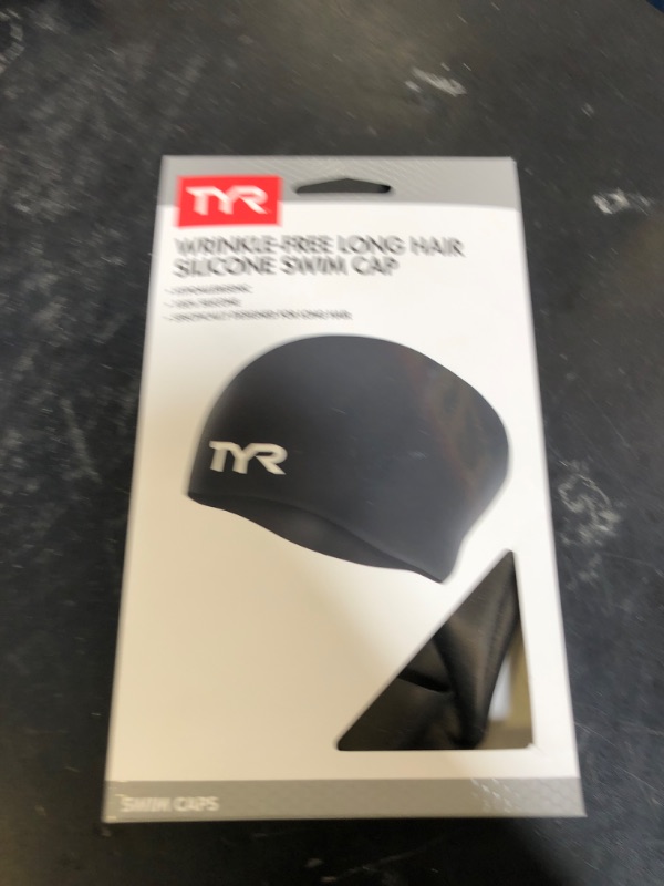 Photo 1 of TYR Long Hair Swim Cap - Black