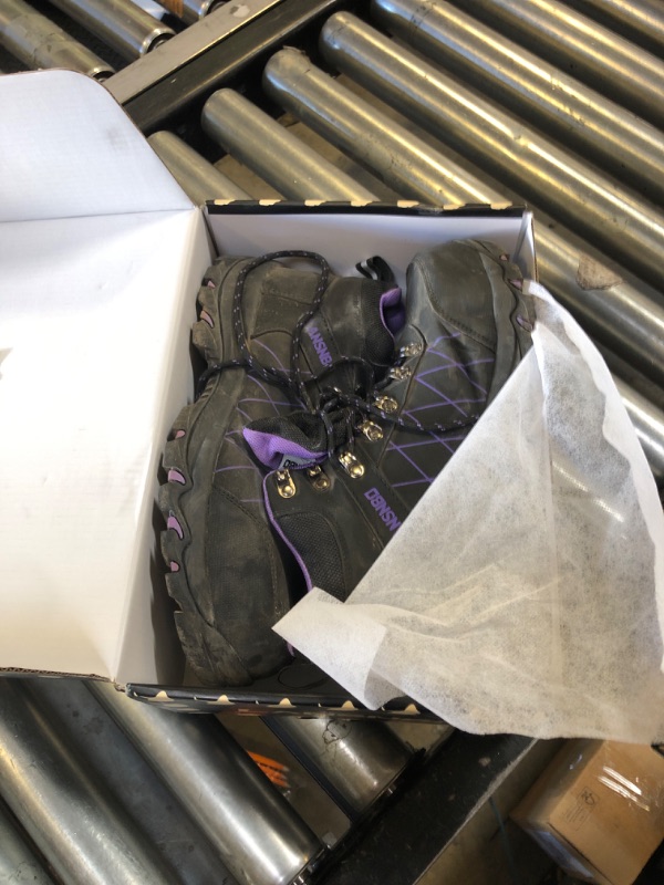 Photo 1 of LANSNBO Waterproof Steel Toe Work Boots for Women Wide Width Purple 10W