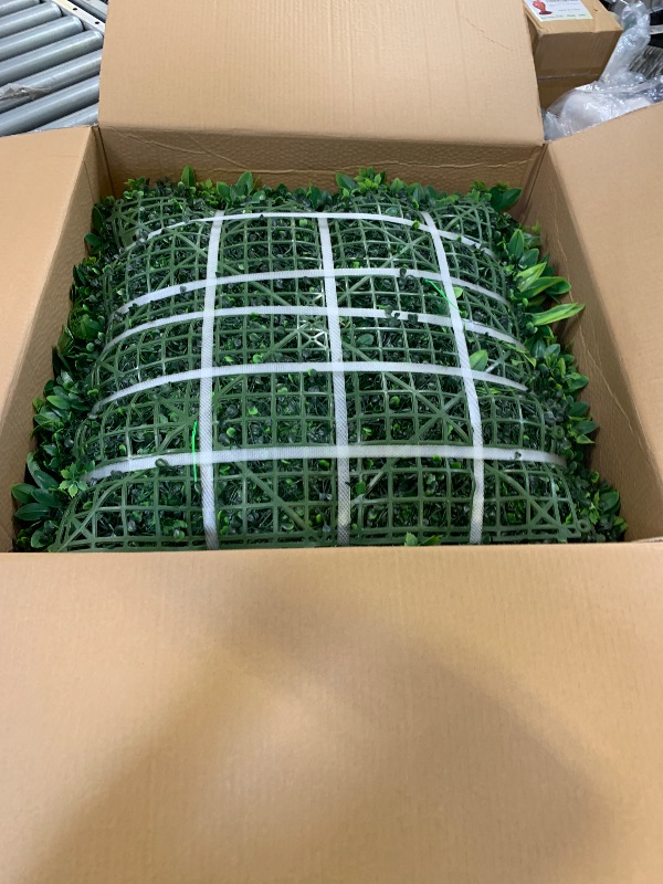 Photo 1 of DOPGIB Artificial Green Boxwood Hedge Panels - 12P, 20"x20"