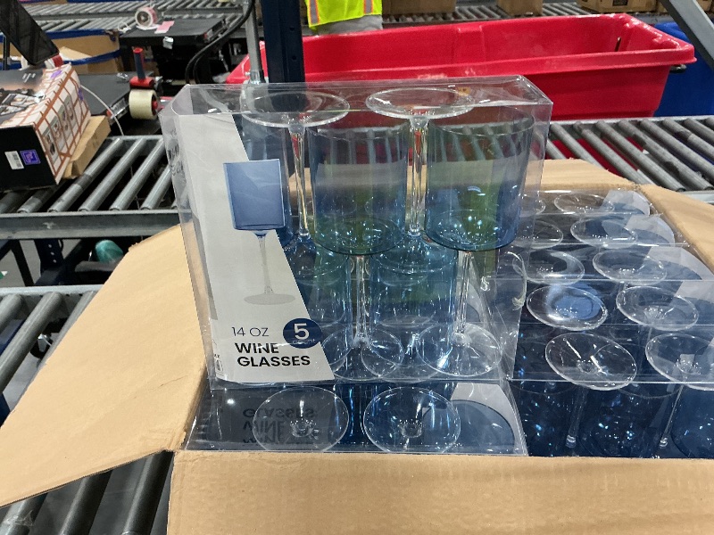 View 4 of Two-Tone Wine Glasses - 14oz - Blue/Clear, case pack of 60 - For Parties & Catering