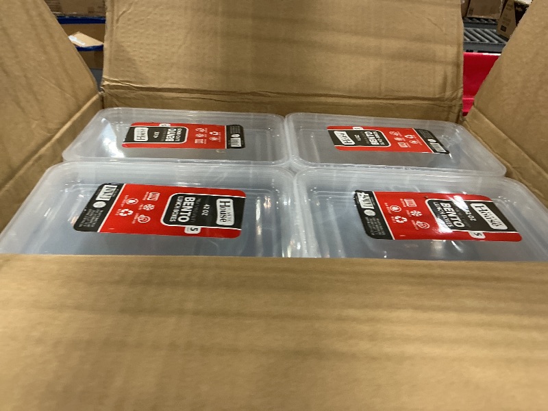 Photo 1 of Rectangular Bento Lunch Boxes - 42 oz, Plastic - Case of 120 - For Meal Prep, Lunches & Takeout
