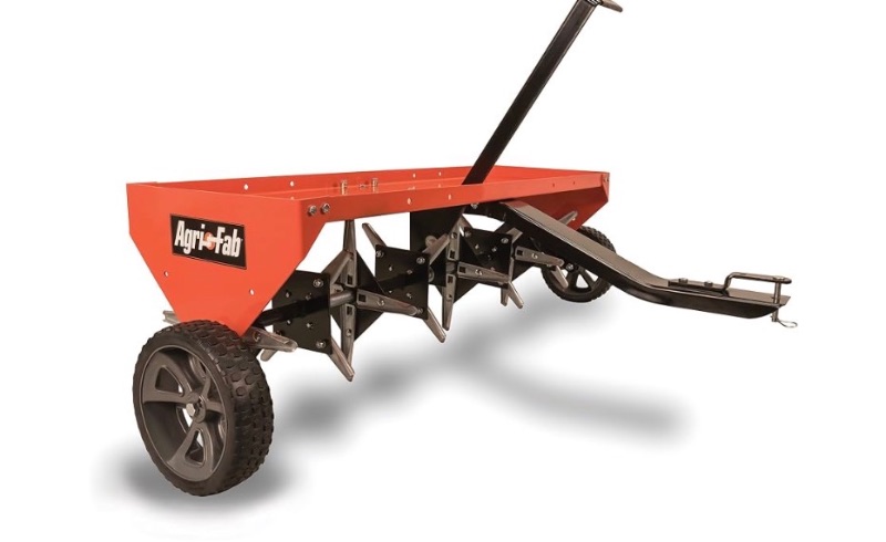Photo 1 of Agri-Fab 48 In Tow Behind Lawn Plug Aerator with 32 Galvanized Knives and Universal Hitch