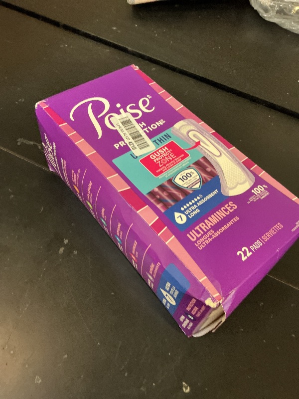 Photo 1 of Poise Ultra Thin Incontinence Pads for Women, 7 Drop, Long, 22 ct