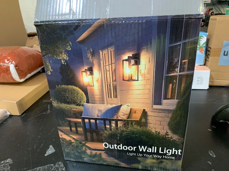 Photo 1 of Kainozoic Motion Sensor Porch Light - Black, 2 Pack