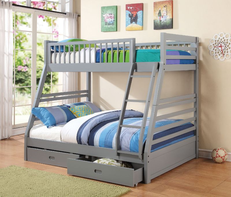 View 1 of ***PARTIAL SET - PRICE ADJUSTED*** Coaster Bedroom Ashton 2-drawer Wood Twin Over Full Bunk Bed Grey 460182 at Payless Furniture