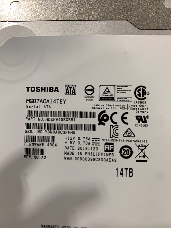 View 5 of Toshiba MG Series Enterprise 14TB Internal Hard Drive