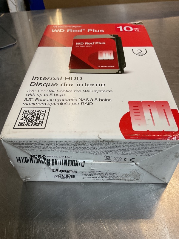View 2 of Western Digital 10TB WD Red Plus NAS Internal Hard Drive HDD - 7200 RPM, SATA 6 GB/s, CMR, 512 MB Cache, 3.5" - WD100EFGX