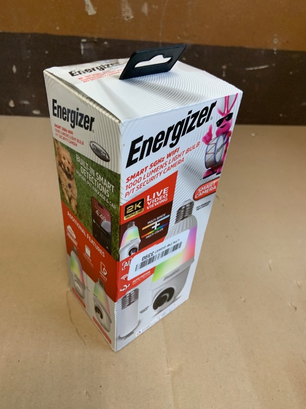 Photo 1 of Energizer Smart 2K Light Bulb Security Camera, 1000 Lumens LED Light, 5G&2.4G Wi-Fi Outdoor Socket Camera, Pan Tilt Auto Tracking, (White, AI Smart Detection Built-in)