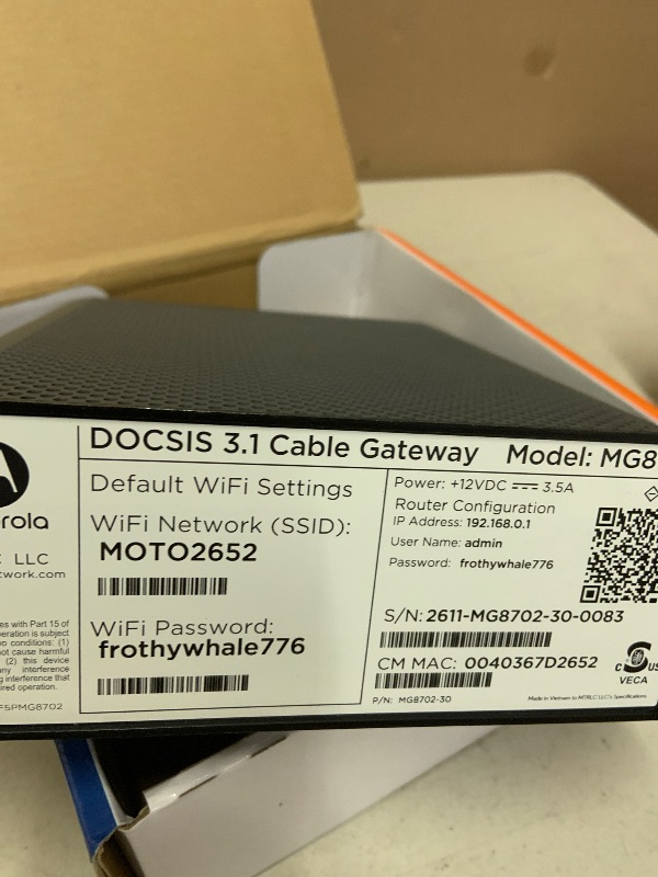 Photo 1 of ARRIS SURFboard G36 DOCSIS 3.1 Modem & Wi-Fi 6 Router