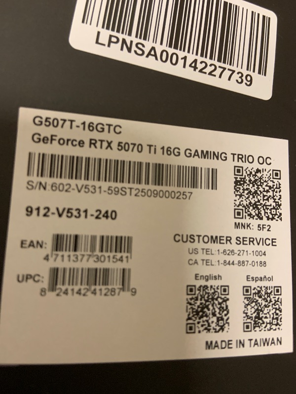 Photo 1 of msi Gaming RTX 5070 Ti Graphics Card