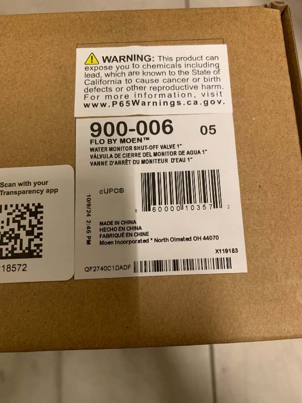 Photo 1 of Moen Flo Shutoff Water Leak Detector & Shutoff, 1"