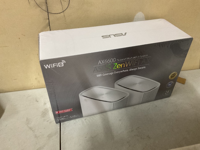 Photo 1 of ASUS ZenWiFi AX6600 Tri-Band Mesh WiFi 6 System (XT8 2PK) - Whole Home Coverage up to 5500 sq.ft & 6+ Rooms, AiMesh, Included Lifetime Internet Security, Easy Setup, 3 SSID, Parental Control, White