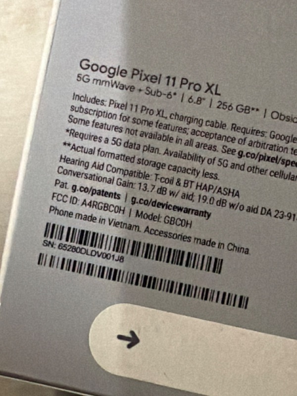 Photo 1 of Google Pixel 11 Pro XL - Unlocked Smartphone, Gemini - 256 GB - Obsidian